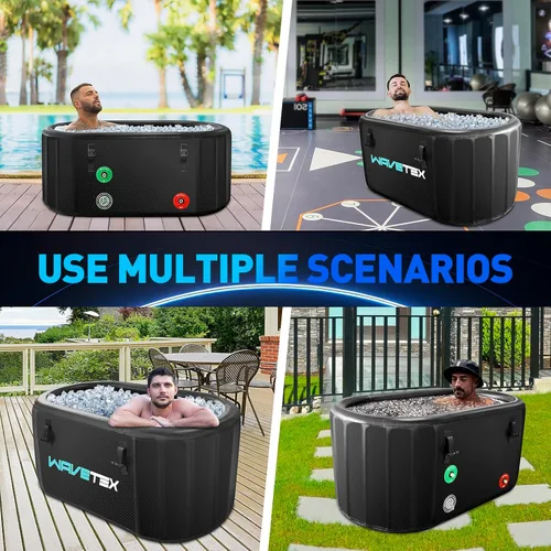 Miniatura 5 de Bañera de hielo inflable para atletas compatible con enfriador de agua, bañera de recuperación portátil con tapa, para recuperación de terapia