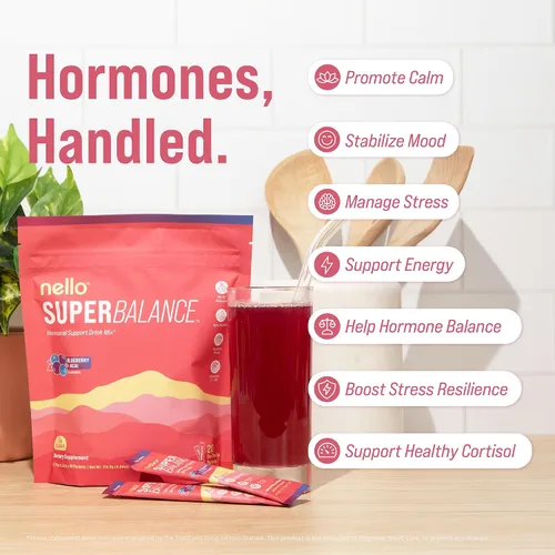 Miniatura 3 de Nello Superbalance Mezcla de bebida de apoyo hormonal, SRI-81 Shatavari, mio-inositol, Rhodiola Rosea, vitamina C, magnesio, teobromina