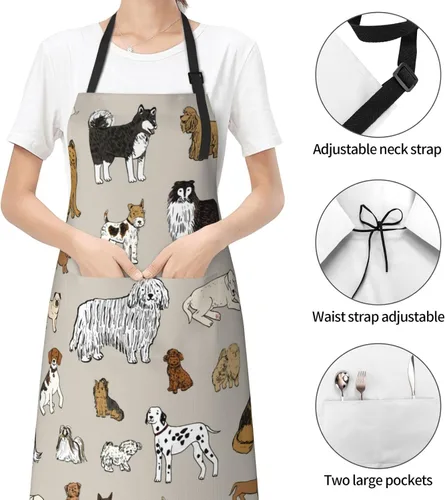 Miniatura 3 de Perinsto Delantal Impermeable para Mascotas Perros Gatos Animales Lindos con Babero para Aseo Cocina Horneado Pintura Jardinería