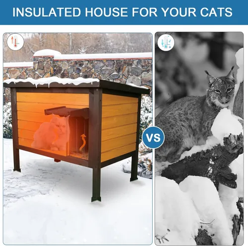 Miniatura 4 de FunXplore Casa para Gatos Exterior Aislada Refugio para Gatos Ferales Resistente a la Intemperie para Invierno con Puerta de Escape de Espuma