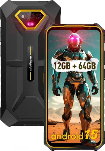 Ulefone Armor X13 - Teléfono inteligente resistente, cámara de visión nocturna de 50 MP+24 MP, octa-core 12 GB RAM 64 GB ROM, pantalla de 6.52