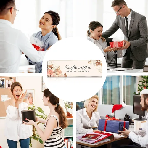 Miniatura 5 de Placa de nombre de oficina personalizada para escritorio, regalos personalizados de agradecimiento a los empleados, placa de nombre de escritorio