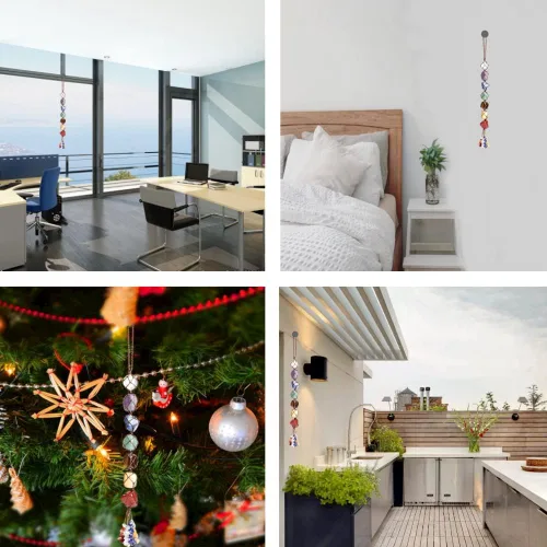 Miniatura 4 de Adornos colgantes de cristal hechos a mano para ventana de automóvil, 7 chakras, decoración del hogar, adorno de Feng Shui, yoga, meditación