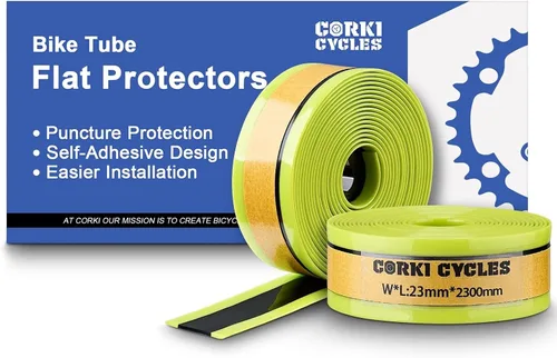 Corki Cycles - Protectores planos para tubo de bicicleta y revestimientos de neumáticos autoadhesivos, se adapta a bicicletas de carretera de