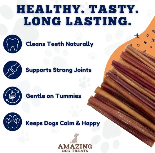 Miniatura 4 de Amazing Dog Treats - Palitos de matón de tamaño mediano de 6 pulgadas (10 unidades) - Palitos de matón a granel para perros - No ocultar huesos