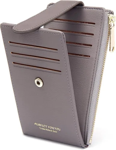 Miniatura 14 de Badiya Tarjetero para mujeres con RFID, carteras delgadas, plegables, tarjetero multifuncional, monedero