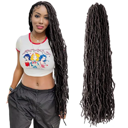 Miniatura 14 de Niseyo Rastas de pelo sintético de ganchillo de 24 pulgadas, 6 paquetes de extensiones de cabello sintético lacio de ganchillo largo