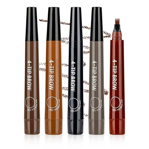 Miniatura 10 de 2 bolígrafos de contorno de cejas Microblading, lápiz mágico impermeable 3D para cejas, 4 puntas, lápiz de cejas mágico, de larga duración y a Marrón