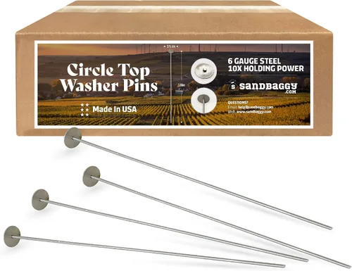 Miniatura 11 de Sandbaggy Pasadores superiores circulares de 12 pulgadas, fabricados en Estados Unidos, acero de calibre 6 de grado industrial, ideal para suelos