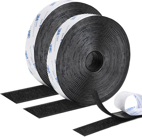 Miniatura 11 de Rollo de cinta adhesiva de gancho y bucle de 1 pulgada x 26 pies, cierre adhesivo de respaldo, tiras adhesivas de nylon resistentes para Negro