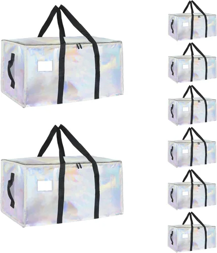 Miniatura 16 de Paquete de 4 bolsas de mudanza extra grandes y resistentes, bolsas de almacenamiento impermeables con asas y cremalleras, plegables para dormitorio