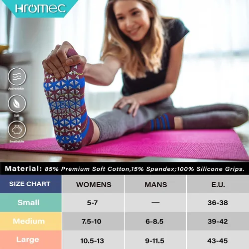 Miniatura 2 de Calcetines de yoga antideslizantes con agarres para pilates, ballet, barras, descalzos, calcetines antideslizantes para hospitales para mujeres