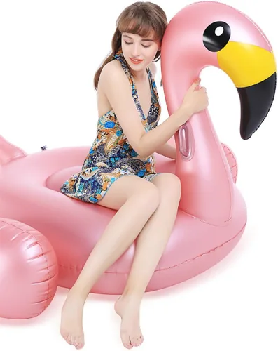Miniatura 7 de Jasonwell Flotador inflable gigante de flamenco para piscina con válvulas rápidas, flotador de verano para playa, piscina de descanso, balsa