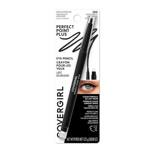 COVERGIRL Perfect Point Plus Lápiz Delineador de Ojos, Ónix Negro Paquete de 1, Duradero, Delineador de Ojos Negro Versátil, Punta Suave para