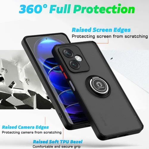 Miniatura 3 de QUIETIP Funda compatible con Xiaomi Poco X5 Pro 5G con protector de pantalla, TPU + policarbonato duro a prueba de golpes, anillo magnético