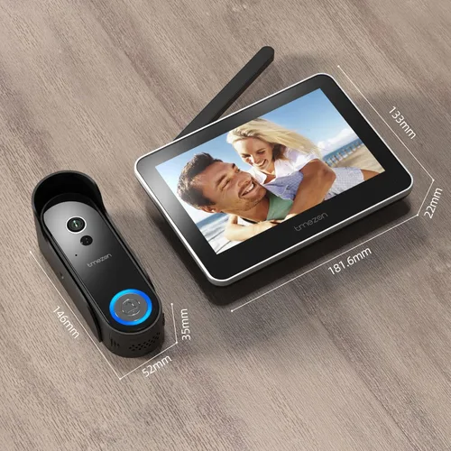 Miniatura 9 de Tmezon Timbre de video inalámbrico con cámara y monitor, sistema de intercomunicación WiFi, cámara 1080P con monitor, video portero con pantalla