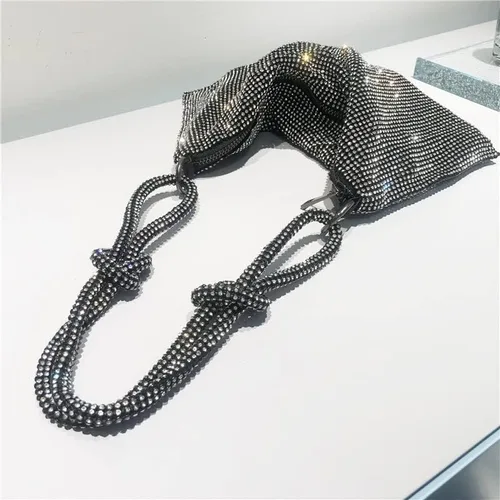 Miniatura 3 de UMREN Bolsos Hobo con diamantes de imitación para mujer, elegante bolso de noche de cristal brillante para fiesta, club, boda