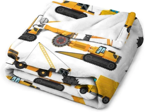 Miniatura 3 de Manta de construcción de excavadoras, regalos para amantes de los camiones amarillos de 40 x 50 pulgadas para niños, manta de forro polar de diseño