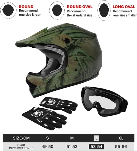 Miniatura 2 de XFMT - Juego de casco DOT con gafas y guantes para motocross, cuatrimoto y vehículos todoterreno para niños y jóvenes (hoja de arce, talla L)