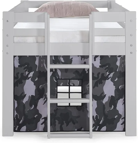 Miniatura 4 de Alaterre Furniture Jasper - Cama tipo loft junior individual, marco gris paloma y fondo de camuflaje gris