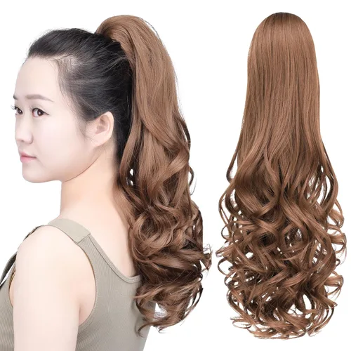 Miniatura 41 de SYXLCYGG Auburn Clip Cola de caballo Clip Cola de caballo Extensión de cola de caballo ondulado 10 pulgadas 3.5 oz pelo sintético falso pieza