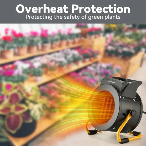 Miniatura 5 de Calentador de invernadero con termostato, calentadores para exteriores para patio, 3 modos para calentamiento rápido de cerámica PTC, protección