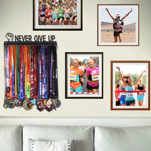Miniatura 5 de Goutoports Exhibidor Colgador de Medallas - She Believed She Could She Did - Colgador de Pared Personalizado para Medallas de Corredor de Carreras