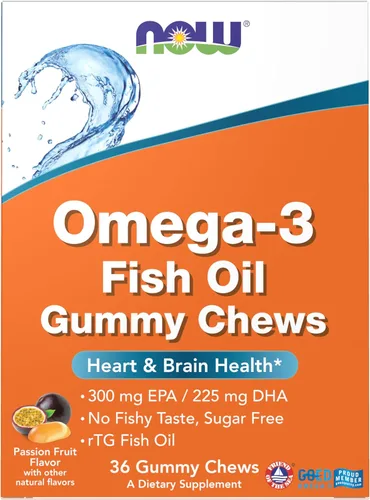 Now Supplements, Omega-3 aceite de pescado masticable, sabor a maracuyá, 36 gomas masticables