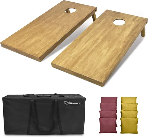 Miniatura 37 de GoSports 4 ft x 2 ft Regulation Size Wooden Cornhole Boards Set with Light Brown Finish - Includes Carrying Case and Bean Bags Negro- gris