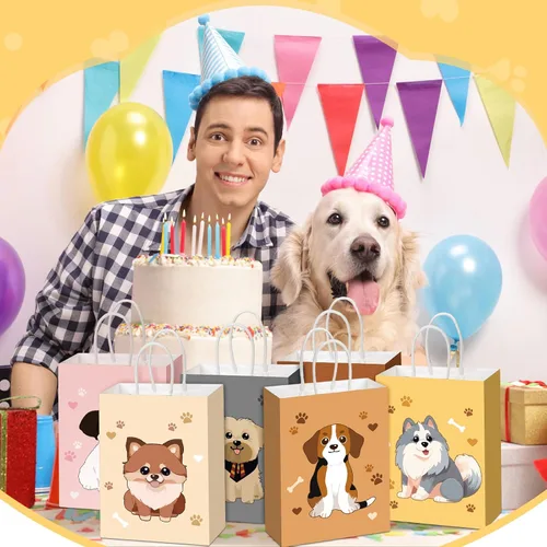 Miniatura 3 de Zhanmai 24 piezas de bolsas de regalo para gatos, bolsas de fiesta para gatos, lindos regalos de gatito, bolsas de papel para dulces con asas