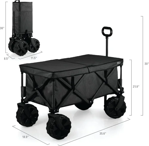 Miniatura 6 de PICNIC TIME NCAA Adventure Wagon Elite - Carro de playa plegable todo terreno con ruedas grandes, tapa superior de mesa y forro suave para enfriar