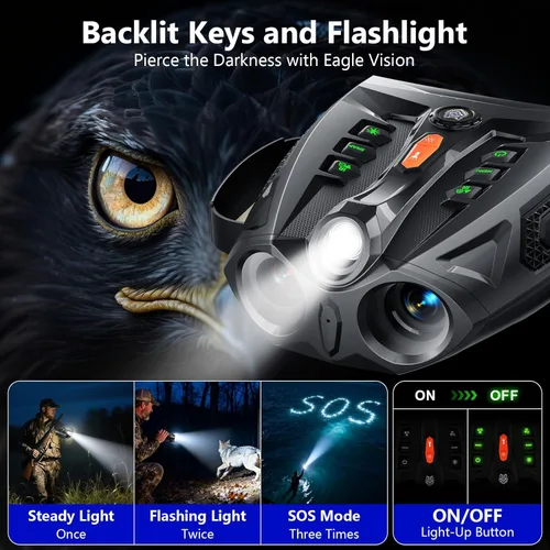 Miniatura 3 de Gafas de visión nocturna 4K, prismáticos de visión nocturna con pantalla HD de 4.0 pulgadas con batería recargable de 5000 mAh, tarjeta TF de 64 GB