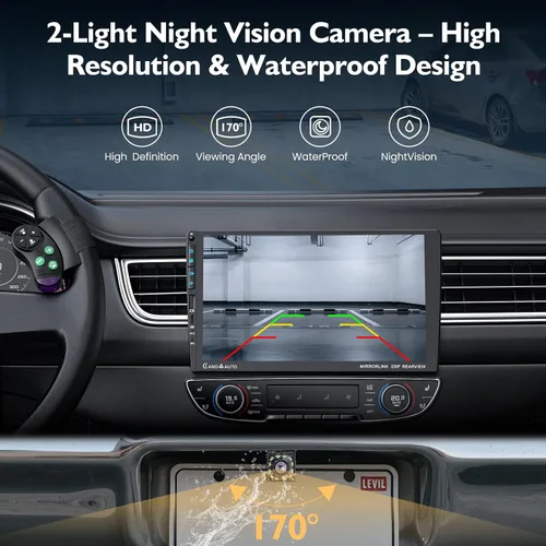 Miniatura 5 de Estéreo de auto DIN único de 9 pulgadas con Apple CarPlay inalámbrico y Android Auto, radio de coche UHD IPS pantalla táctil, cámara trasera 1080P