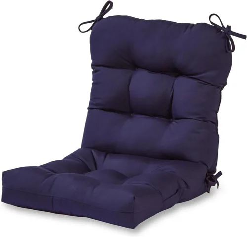 Miniatura 30 de Cojines para silla de exterior con bisagras, diseño de una sola pieza, cojín reversible para asiento y respaldo de patio con lazos, tela