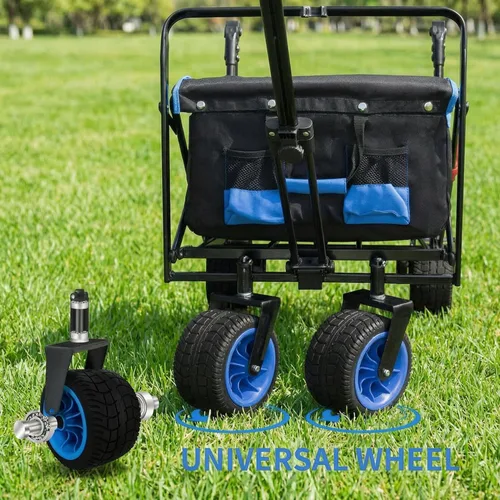 Miniatura 3 de TMZ Todo Terreno Carro Plegable Utilitario con Ruedas Anchas, Carro de Jardín Plegable, Carro de Playa de Alta Resistencia con Mango de Empuje