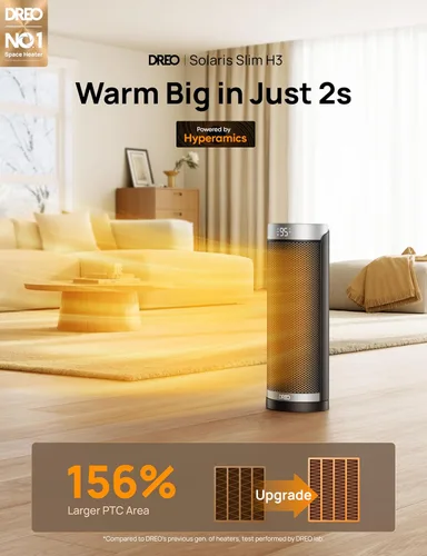 Miniatura 2 de Dreo Calentadores de espacio para uso en interiores, calentador eléctrico con control remoto para dormitorio grande, 16 pulgadas mejorado 1500 W