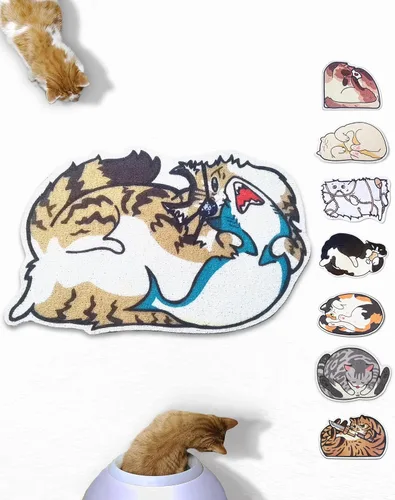 Miniatura 17 de Lukamoo® Bonita alfombra de arena para gatos (30 x 20 pulgadas), extra grande y XL, para arena de gatos y bonita caja de arena para gatos, tapete