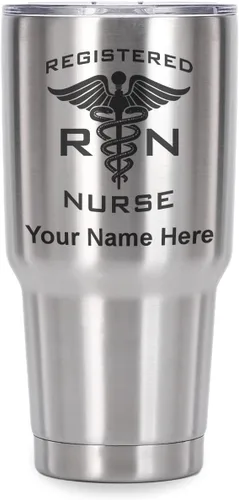 Miniatura 63 de LaserGram Vaso aislado al vacío de 20 onzas, enfermera registrada RN, grabado personalizado incluido (negro)