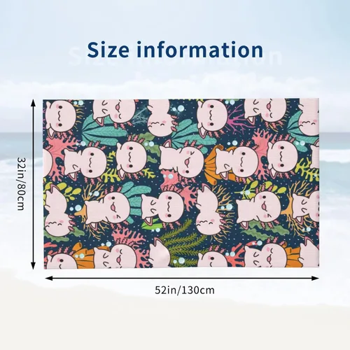 Miniatura 3 de MISOLAXI Axolotl - Toallas de playa para mujeres, niños y niñas, de 32 x 52 pulgadas, esenciales para vacaciones, de secado rápido, suaves