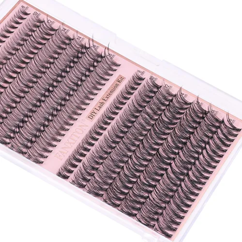 Miniatura 9 de FANXITON Kit de extensiones de pestañas naturales para colocar tú misma, pestañas en racimo individuales D 20D+30D, 280 unidades, kit de extensiones