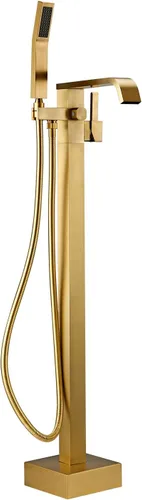 Miniatura 12 de BAGNOLUX Grifo de bañera de latón macizo para montaje en el suelo, grifo de bañera independiente, relleno de bañera independiente, boquilla Brushed