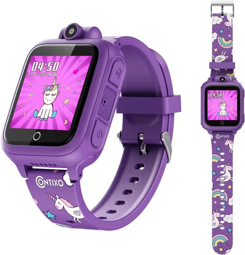 Miniatura 10 de Contixo KW01 - Relojes inteligentes para niños, color azul, pantalla táctil HD de 1.54 pulgadas, juguete educativo con juegos, cámara, grabadora