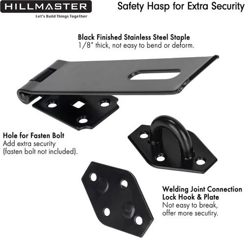 Miniatura 4 de HILLMASTER Cerradura de puerta de alta resistencia de 7-3/4 pulgadas de acero extra grueso, cerradura de puerta de seguridad, cierre de candado
