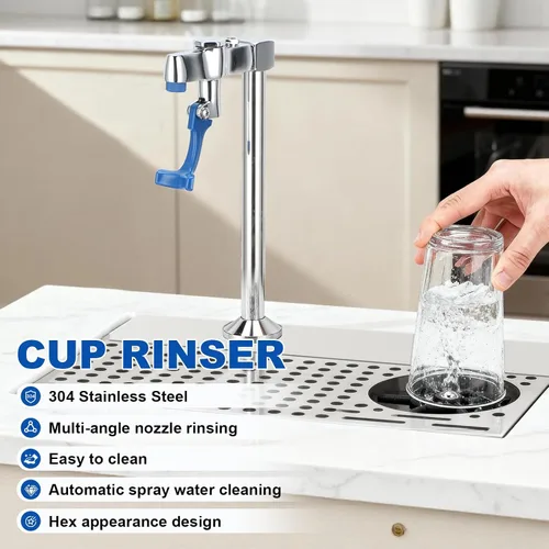 Miniatura 6 de Topyond Enjuague de vidrio, lavadora comercial de vasos de acero inoxidable con salida de agua multiángulo, enjuague para jarra para bar