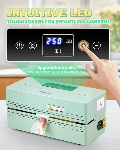 Miniatura 4 de Máquina de sellado térmico comercial, sellador automático de banda continua 32-482 ° F ajustable con pantalla táctil LED inteligente Rápida