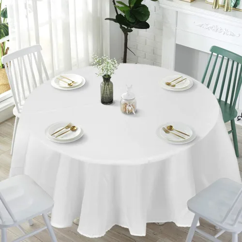 Miniatura 9 de Giantex Mantel redondo de poliéster de alta calidad, lavable a máquina, duradero, para recepción, restaurante, banquete, fiesta