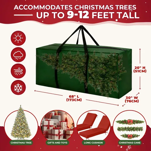 Miniatura 3 de Paquete de 2 bolsas de almacenamiento extra grandes para árboles artificiales de hasta 12 pies de alto, 68 pulgadas de largo x 30 pulgadas de ancho