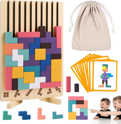 Rompecabezas de madera apilable, rompecabezas de bloque ruso 3D, juego de mesa educativo Montessori, regalo para niños y niñas, bloques apilables,
