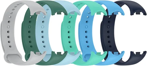 Paquete de 6 correas de repuesto compatibles con Mi Band, 8 correas ajustables de silicona suave, correa de reloj inteligente para mujeres y hombres