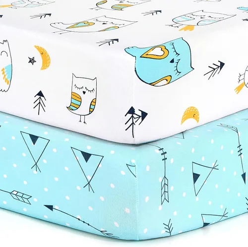 Miniatura 22 de Pack n Play Sheets, BROLEX 2 Pack Mini Crib Sheets,Stretchy Portable Fitted Playard Sheet Set, Convertible Playard Mattress Cover,Ultra Soft